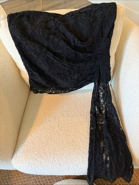 Anthropologie Black Strapless Lace top with Waist Sash